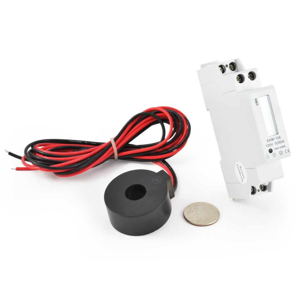 Basic 120 Volt Single Phase kWh Meter, 2-wire, External CT Meter, 14mm, 50 Amp, Pulse output, EKM-15E