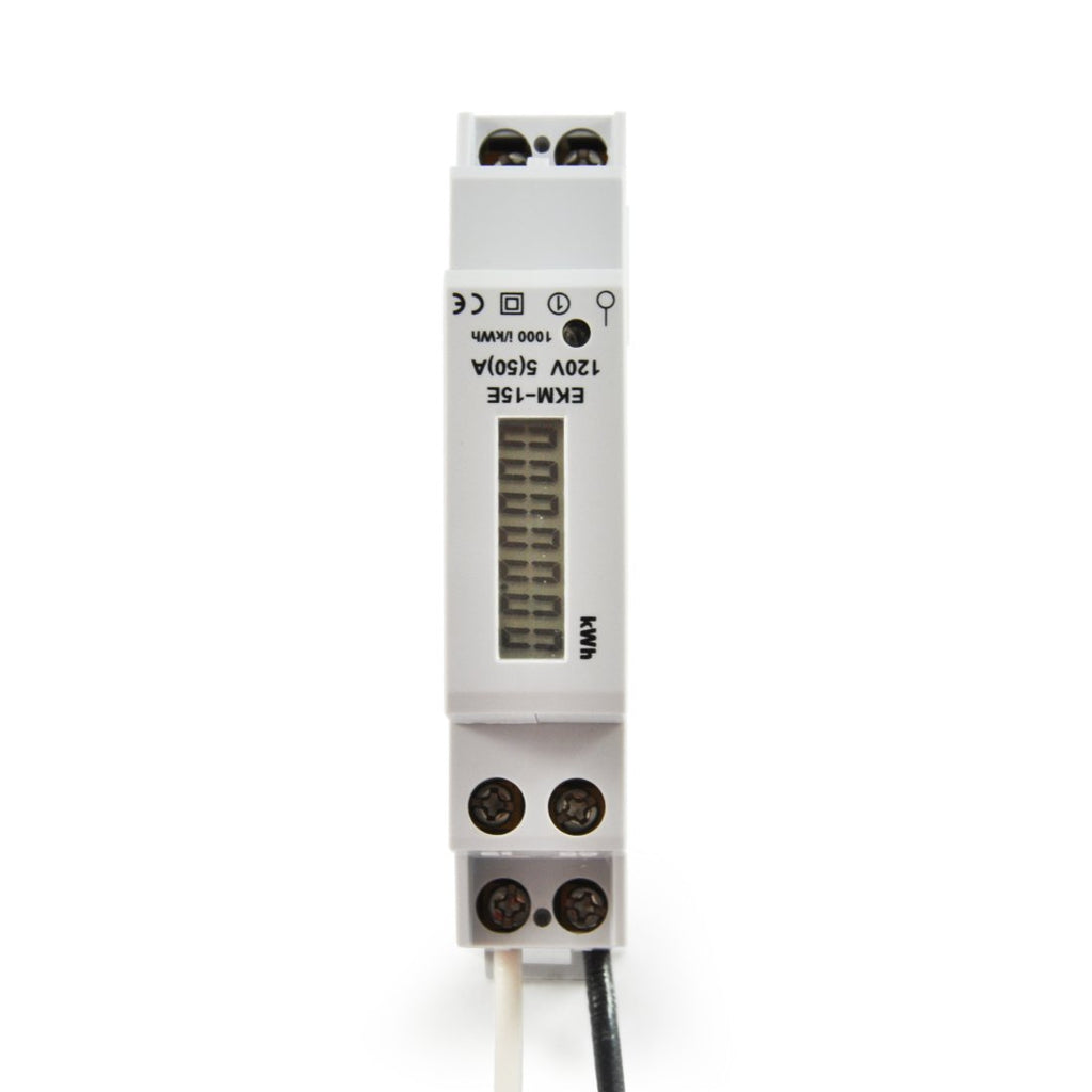 Basic 120 Volt Single Phase kWh Meter, 2-wire, External CT Meter, 14mm, 50 Amp, Pulse output, EKM-15E